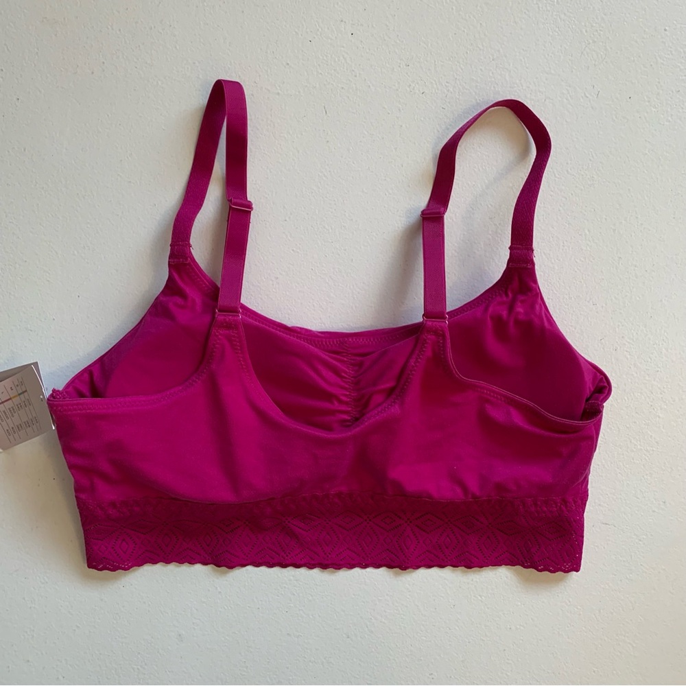 Auden Dark Pink Lace Trim Longline Bralette Size Medium NWT - Picture 5 of 13